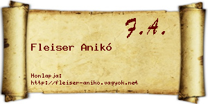 Fleiser Anikó névjegykártya